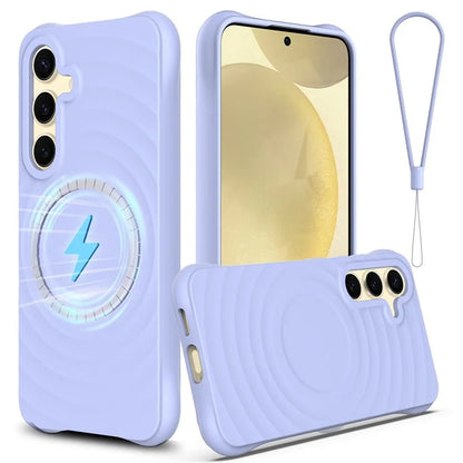 For Samsung Galaxy S24 Case Compatible with MagSafe Ripple Texture Liquid Silicone Phone Cover