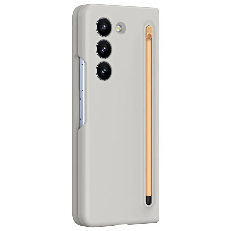 For Galaxy Z Fold6 5G Case Skin-Touch Hard PC Phone Cover with Tempered Glass Film and Stylus