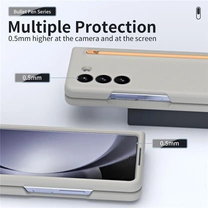 For Galaxy Z Fold6 5G Case Skin-Touch Hard PC Phone Cover with Tempered Glass Film and Stylus