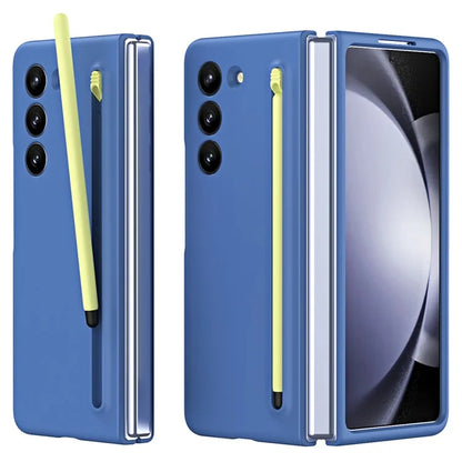 For Galaxy Z Fold6 5G Case Skin-Touch Hard PC Phone Cover with Tempered Glass Film and Stylus