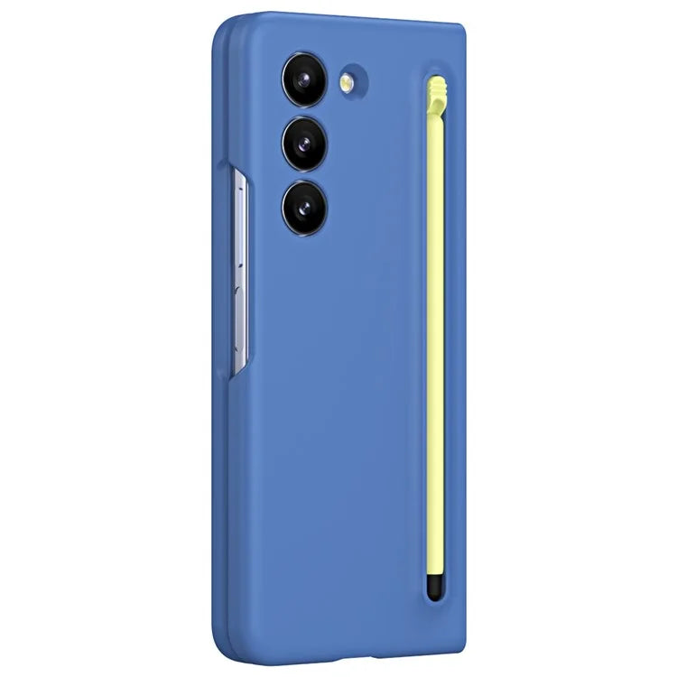 For Galaxy Z Fold6 5G Case Skin-Touch Hard PC Phone Cover with Tempered Glass Film and Stylus