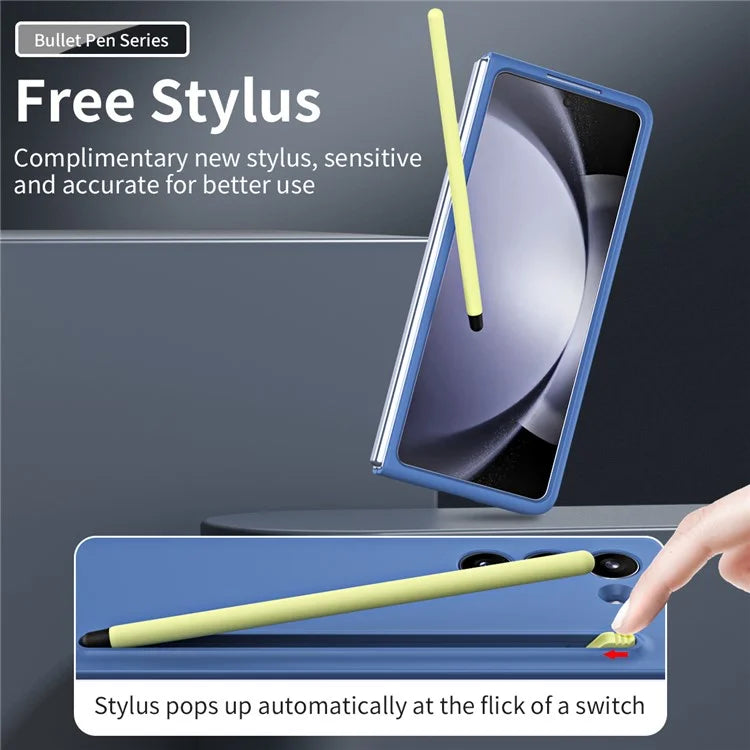 For Galaxy Z Fold6 5G Case Skin-Touch Hard PC Phone Cover with Tempered Glass Film and Stylus