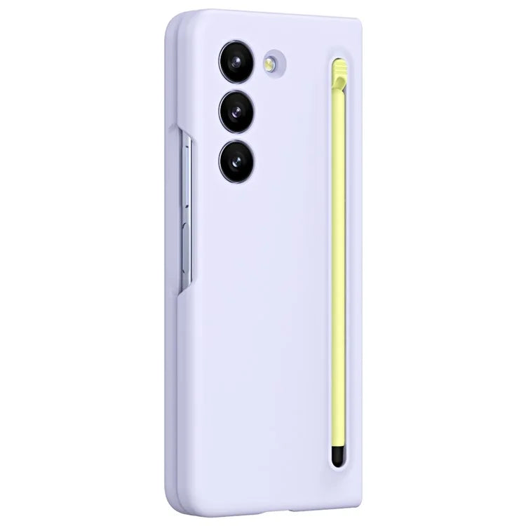 For Galaxy Z Fold6 5G Case Skin-Touch Hard PC Phone Cover with Tempered Glass Film and Stylus