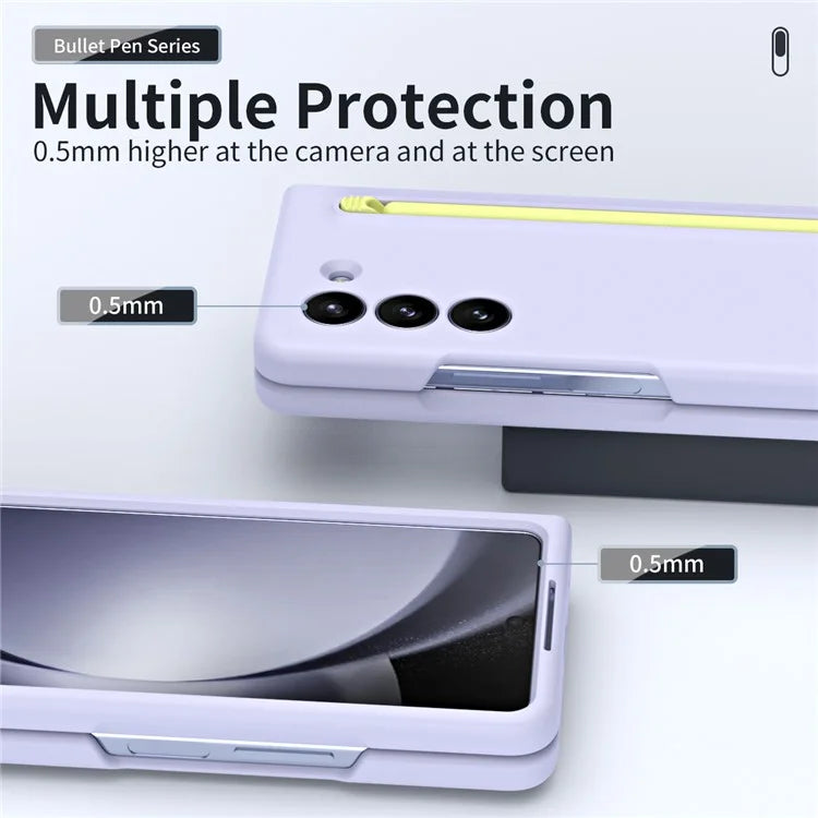 For Galaxy Z Fold6 5G Case Skin-Touch Hard PC Phone Cover with Tempered Glass Film and Stylus