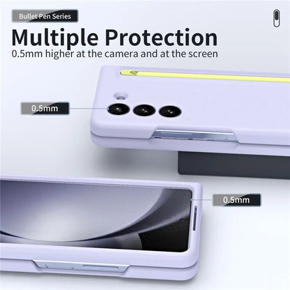 For Galaxy Z Fold6 5G Case Skin-Touch Hard PC Phone Cover with Tempered Glass Film and Stylus