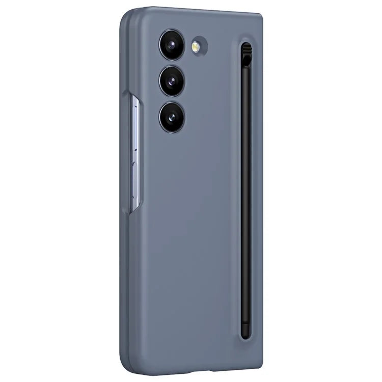 For Galaxy Z Fold6 5G Case Skin-Touch Hard PC Phone Cover with Tempered Glass Film and Stylus