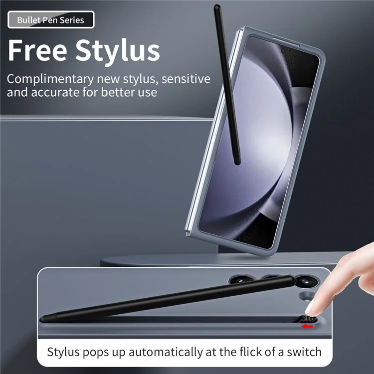 For Galaxy Z Fold6 5G Case Skin-Touch Hard PC Phone Cover with Tempered Glass Film and Stylus