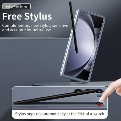 For Galaxy Z Fold6 5G Case Skin-Touch Hard PC Phone Cover with Tempered Glass Film and Stylus