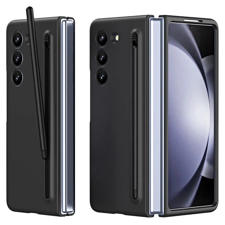 For Galaxy Z Fold6 5G Case Skin-Touch Hard PC Phone Cover with Tempered Glass Film and Stylus