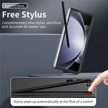 For Galaxy Z Fold6 5G Case Skin-Touch Hard PC Phone Cover with Tempered Glass Film and Stylus
