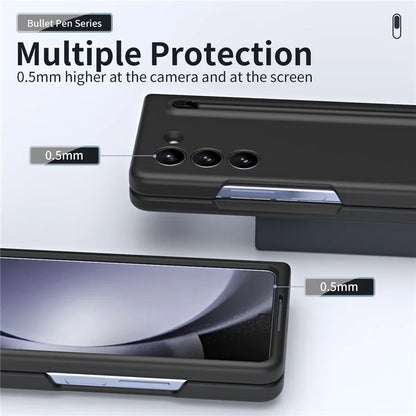 For Galaxy Z Fold6 5G Case Skin-Touch Hard PC Phone Cover with Tempered Glass Film and Stylus