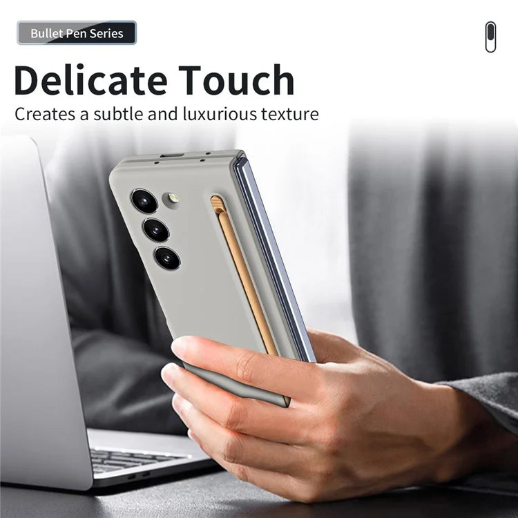 For Galaxy Z Fold6 5G Phone Case Skin-Touch Hard PC Shell with Stylus