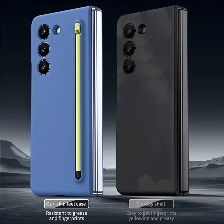 For Galaxy Z Fold6 5G Phone Case Skin-Touch Hard PC Shell with Stylus