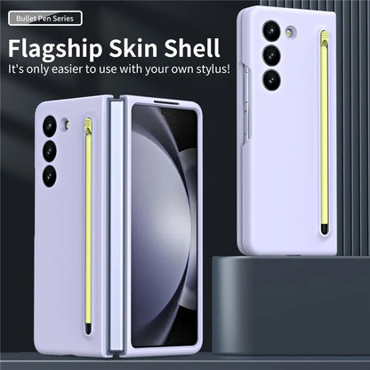 For Galaxy Z Fold6 5G Phone Case Skin-Touch Hard PC Shell with Stylus