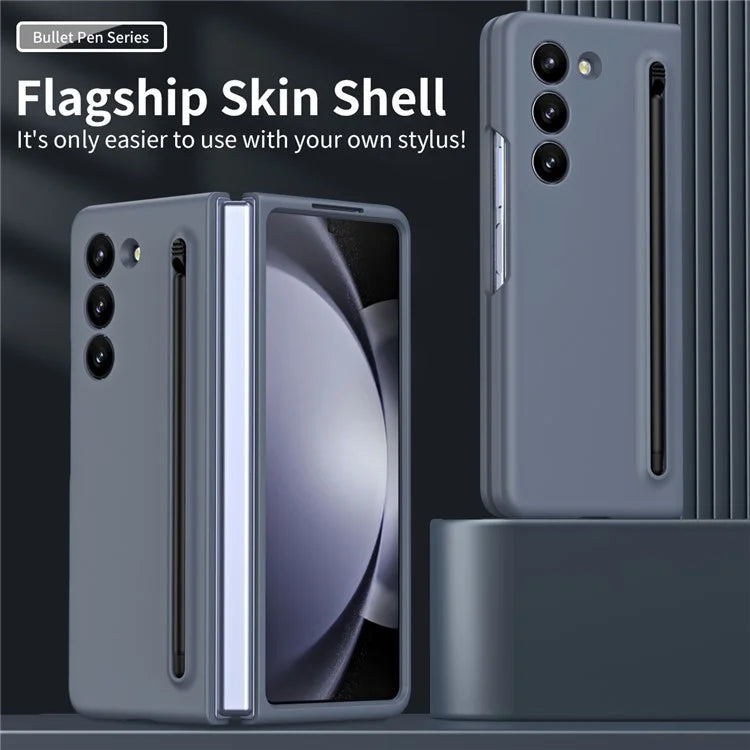 For Galaxy Z Fold6 5G Phone Case Skin-Touch Hard PC Shell with Stylus