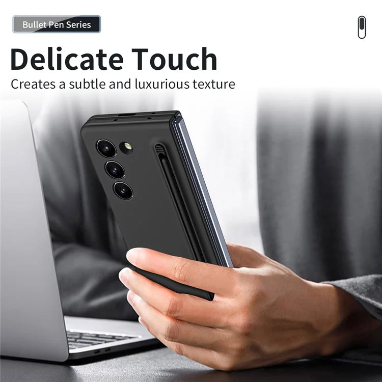 For Galaxy Z Fold6 5G Phone Case Skin-Touch Hard PC Shell with Stylus