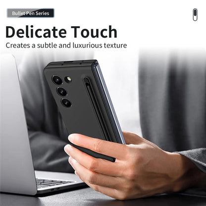 For Galaxy Z Fold6 5G Phone Case Skin-Touch Hard PC Shell with Stylus