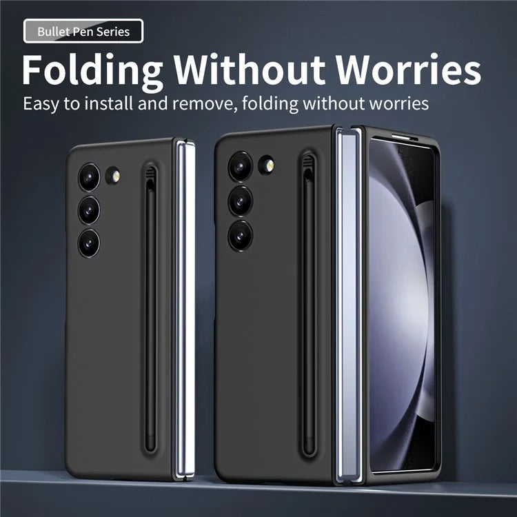 For Galaxy Z Fold6 5G Phone Case Skin-Touch Hard PC Shell with Stylus