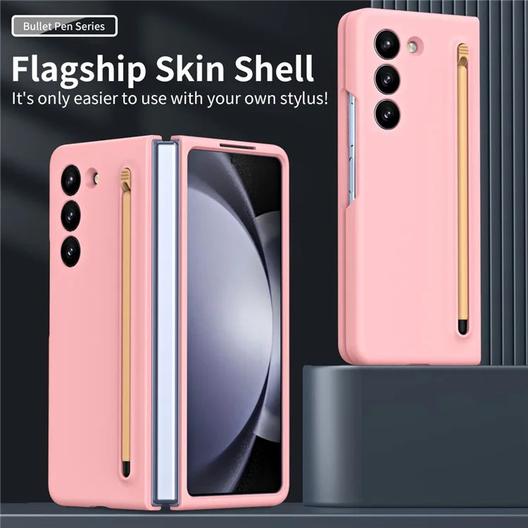 For Galaxy Z Fold6 5G Phone Case Skin-Touch Hard PC Shell with Stylus