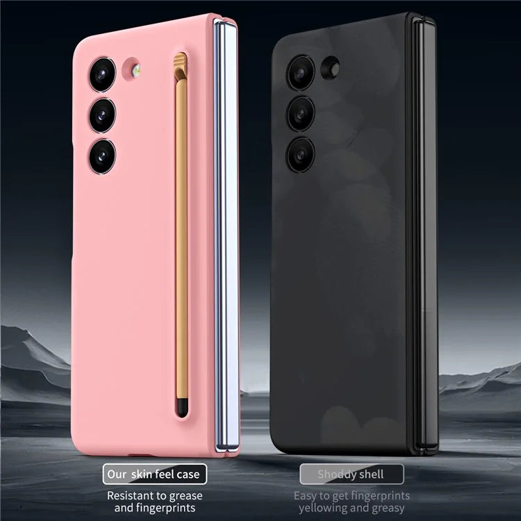 For Galaxy Z Fold6 5G Phone Case Skin-Touch Hard PC Shell with Stylus