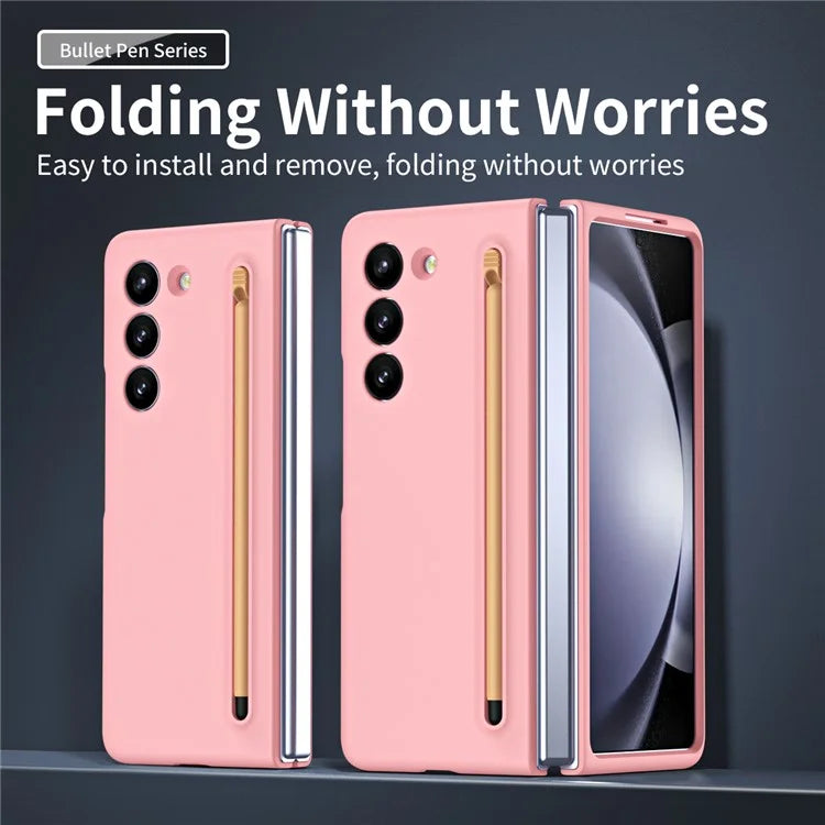 For Galaxy Z Fold6 5G Phone Case Skin-Touch Hard PC Shell with Stylus