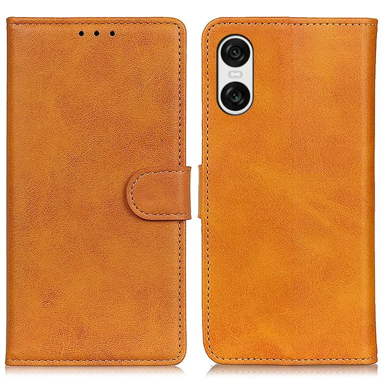 For Sony Xperia 10 VI Case Cowhide Texture Leather + TPU Phone Wallet Cover