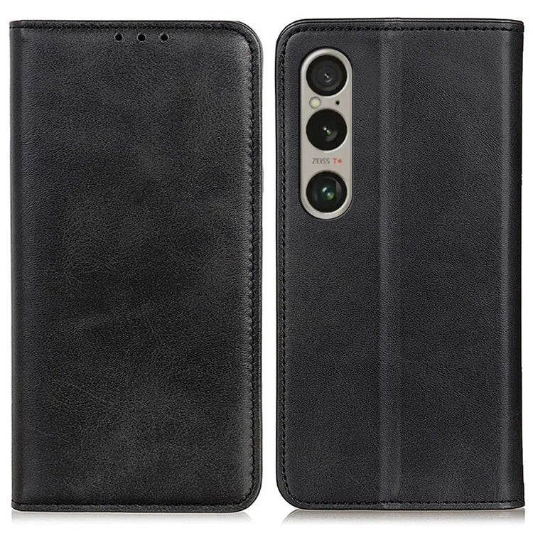 For Sony Xperia 1 VI Case Split Leather Magnetic Closing Phone Shell Wallet Protective Cover
