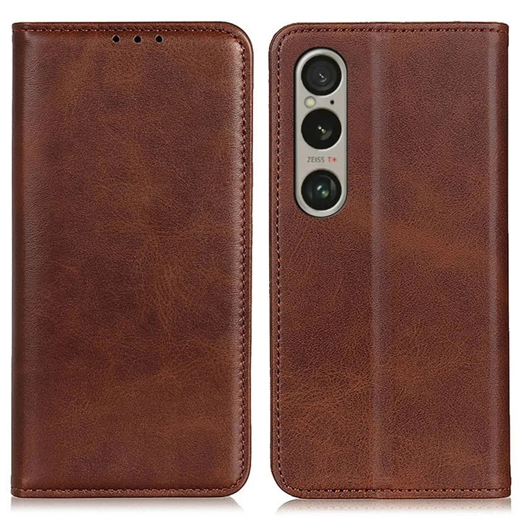 For Sony Xperia 1 VI Case Split Leather Magnetic Closing Phone Shell Wallet Protective Cover