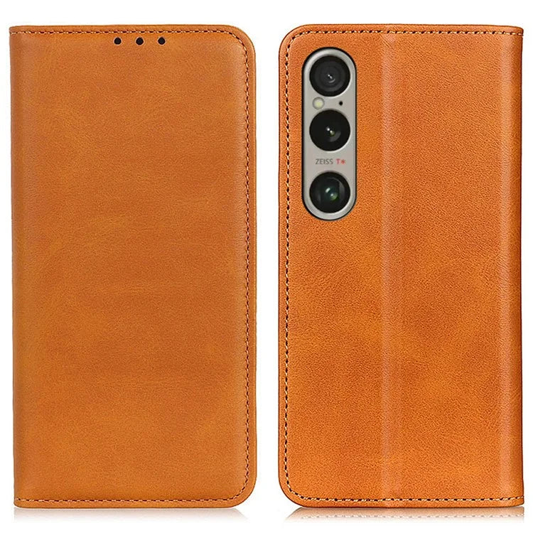 For Sony Xperia 1 VI Case Split Leather Magnetic Closing Phone Shell Wallet Protective Cover