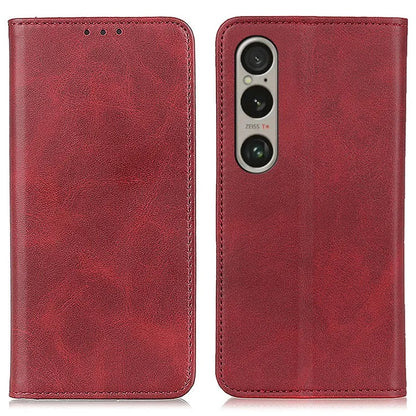 For Sony Xperia 1 VI Case Split Leather Magnetic Closing Phone Shell Wallet Protective Cover