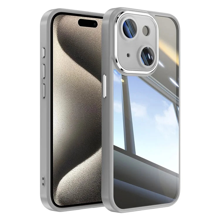 For iPhone 15 Case TPU+Acrylic Camera Protection Metal Buttons Protective Cover