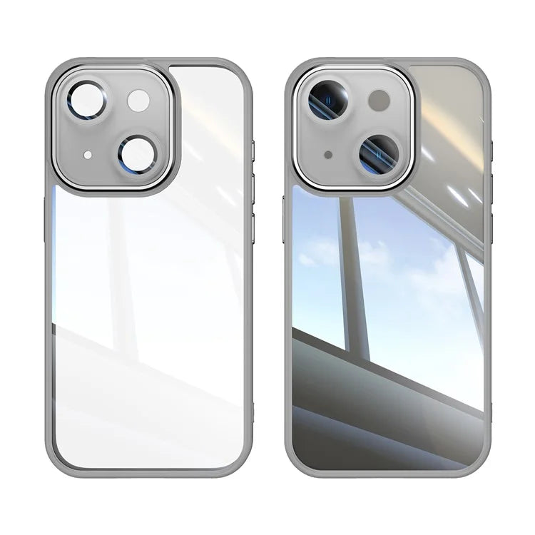 For iPhone 15 Case TPU+Acrylic Camera Protection Metal Buttons Protective Cover