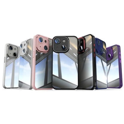 For iPhone 15 Case TPU+Acrylic Camera Protection Metal Buttons Protective Cover