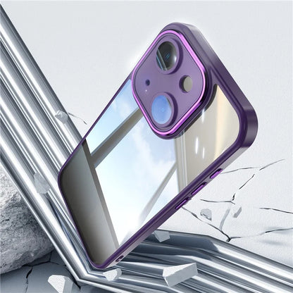 For iPhone 15 Case TPU+Acrylic Camera Protection Metal Buttons Protective Cover
