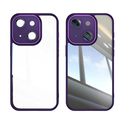 For iPhone 15 Case TPU+Acrylic Camera Protection Metal Buttons Protective Cover
