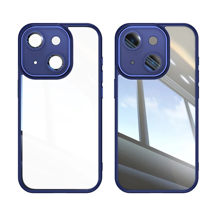 For iPhone 15 Case TPU+Acrylic Camera Protection Metal Buttons Protective Cover