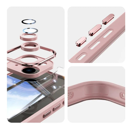 For iPhone 15 Case TPU+Acrylic Camera Protection Metal Buttons Protective Cover