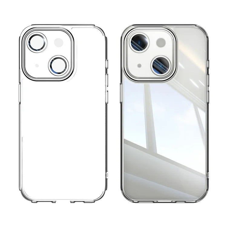 For iPhone 15 Case TPU+Acrylic Camera Protection Metal Buttons Protective Cover