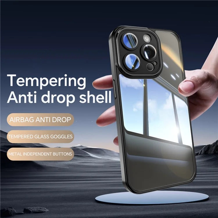 For iPhone 13 Pro Max Case Acrylic+TPU Phone Cover Metal Lens Frame Phone Protective Shell
