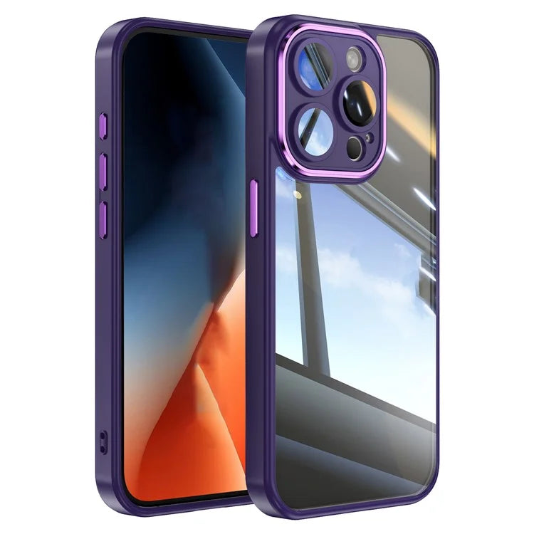 For iPhone 13 Pro Max Case Acrylic+TPU Phone Cover Metal Lens Frame Phone Protective Shell