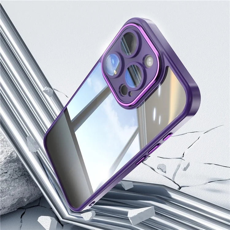 For iPhone 13 Pro Max Case Acrylic+TPU Phone Cover Metal Lens Frame Phone Protective Shell