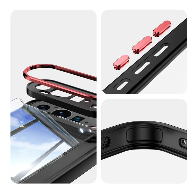 For Google Pixel 9 Pro XL Case Metal Buttons TPU + Acrylic Airbag Protective Cover