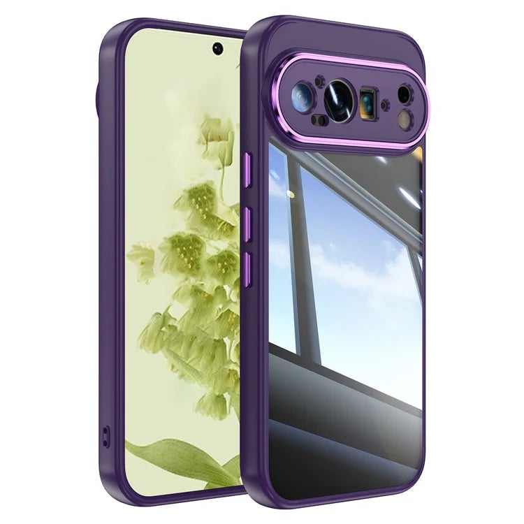 For Google Pixel 9 Pro XL Case Metal Buttons TPU + Acrylic Airbag Protective Cover