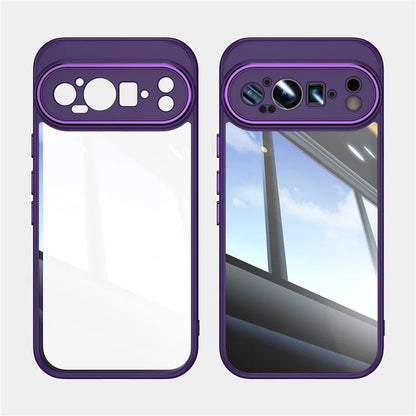 For Google Pixel 9 Pro XL Case Metal Buttons TPU + Acrylic Airbag Protective Cover