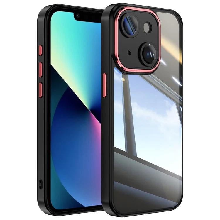 For iPhone 13 6.1 inch Case TPU + Acrylic Airbag Shockproof Built-in Lens Film Phone Cover+Red