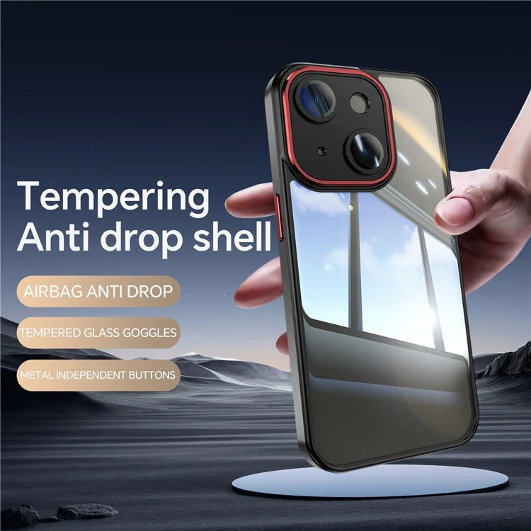 For iPhone 13 6.1 inch Case TPU + Acrylic Airbag Shockproof Built-in Lens Film Phone Cover+Red