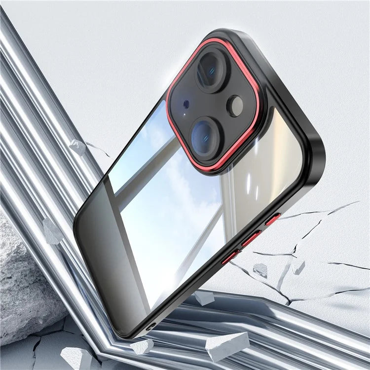 For iPhone 13 6.1 inch Case TPU + Acrylic Airbag Shockproof Built-in Lens Film Phone Cover+Red