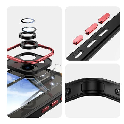 For iPhone 13 6.1 inch Case TPU + Acrylic Airbag Shockproof Built-in Lens Film Phone Cover+Red