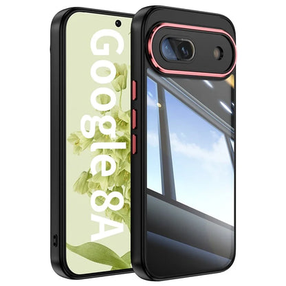 For Google Pixel 8a Case Metal+TPU + Acrylic Anti-Scratch Phone Cover  /  Red