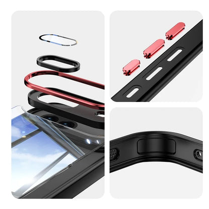 For Google Pixel 8a Case Metal+TPU + Acrylic Anti-Scratch Phone Cover  /  Red